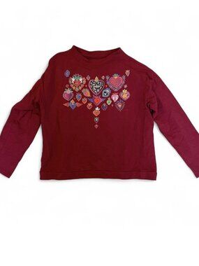 Sabaku Artwear Sweater Pullover From the Heart Hippie Burgundy Red Art To Wear L